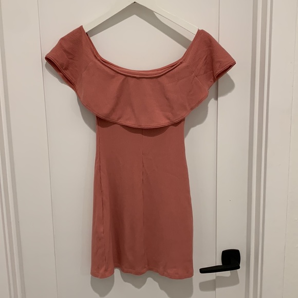 REFORMATION Off-The-Shoulder Mini Dress in Pink - Picture 3 of 6